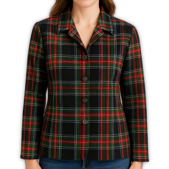 Pendleton Women’s Vintage Plaid Wool Jacket Shacket Red Green Tartan Size 10 - Picture 1 of 8